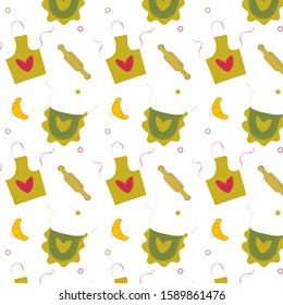 
cartoon style kitchen pattern. Colorful aprons