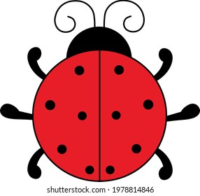 Cartoon style ladybug made withusing round forms