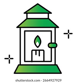 Icono del Vector de la linterna del estilo de la historieta para la celebración, acampar y la iluminación del Festiva