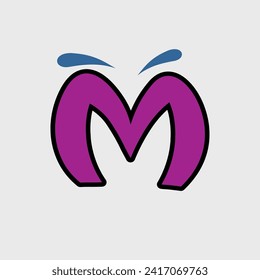 Cartoon style letter m vector design illustration