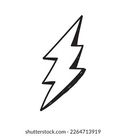 cartoon style lightning bolts and stars. Hand drawn doodles, black and white and color.