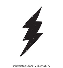 cartoon style lightning bolts and stars. Hand drawn doodles, black and white and color.