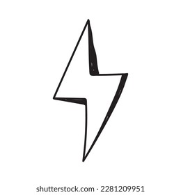 cartoon style lightning bolts and stars. Hand drawn doodles, black and white and color.