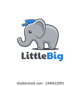 cartoon style little Elephant wearing a hat logo design