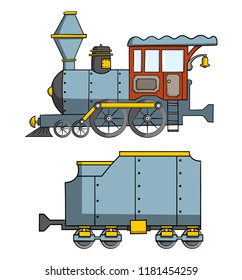 Cartoon Style Locomotive Illustration Side View Stock Vector (Royalty ...