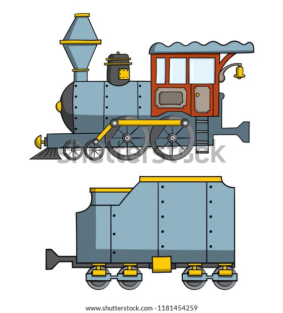 Cartoon style\
locomotive illustration - side\
view
