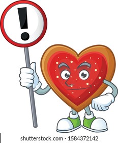 Cartoon style of love cookies with sign in his hand