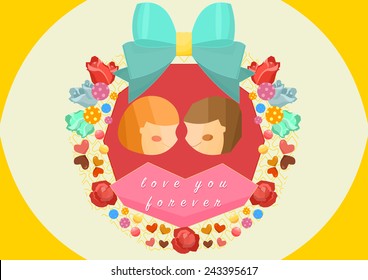 cartoon style love couple