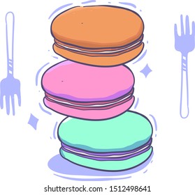 cartoon style macaroon doodle  .Macaroon  vector illustration