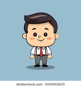 Cartoon style man in a suit. A working man, an office worker or a businessman. Vector