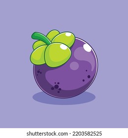 Cartoon style mangosteen design on blue background