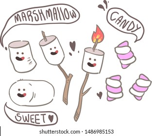 cartoon style marshmallow doodle  . Marshmallow vector illustration