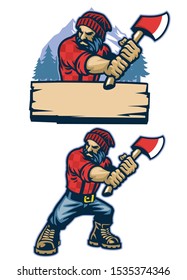 cartoon style mascot of lumberjack