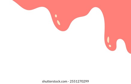 cartoon style melted flowing strawberry cream. pink colored abstract dripping pattern for packaging design.