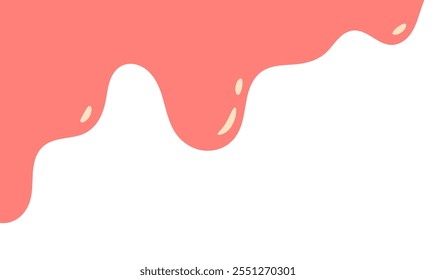 cartoon style melted flowing strawberry cream. pink colored abstract dripping pattern for packaging design.