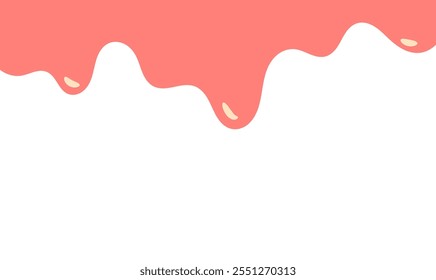 cartoon style melted flowing strawberry cream. pink colored abstract dripping pattern for packaging design.