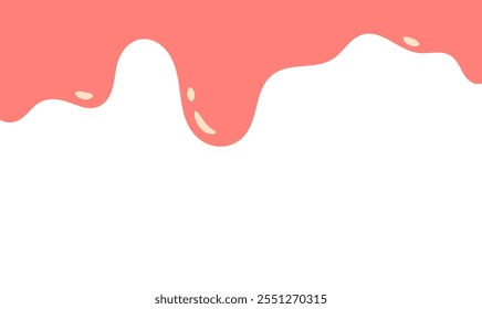 cartoon style melted flowing strawberry cream. pink colored abstract dripping pattern for packaging design.