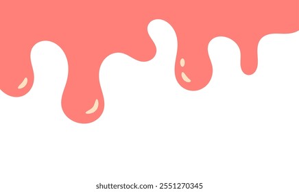 cartoon style melted flowing strawberry cream. pink colored abstract dripping pattern for packaging design.