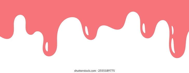 cartoon style melted flowing strawberry cream. pink colored abstract dripping pattern for packaging design.