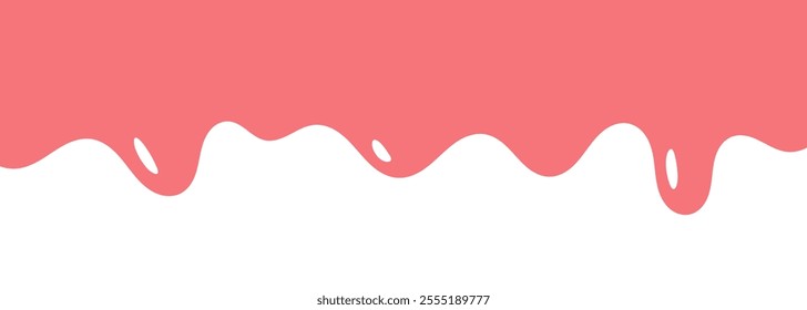 cartoon style melted flowing strawberry cream. pink colored abstract dripping pattern for packaging design.