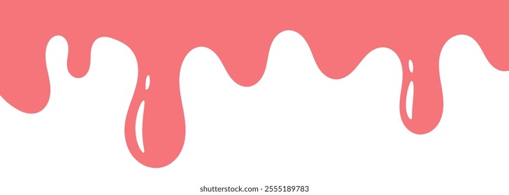 cartoon style melted flowing strawberry cream. pink colored abstract dripping pattern for packaging design.