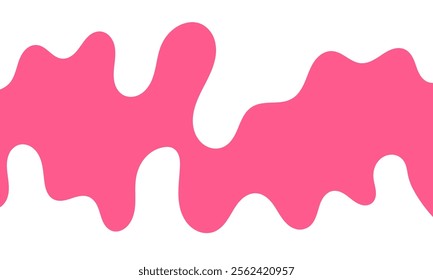 cartoon style melted flowing strawberry cream. melting liquid pink wavy background. pink colored abstract dripping pattern for packaging design.