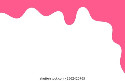 cartoon style melted flowing strawberry cream. melting liquid pink wavy background. pink colored abstract dripping pattern for packaging design.