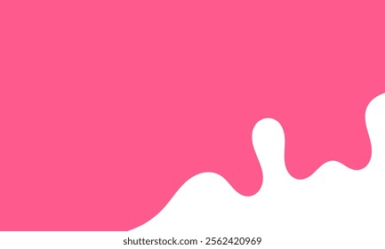 cartoon style melted flowing strawberry cream. melting liquid pink wavy background. pink colored abstract dripping pattern for packaging design.