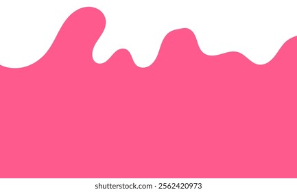 cartoon style melted flowing strawberry cream. melting liquid pink wavy background. pink colored abstract dripping pattern for packaging design.