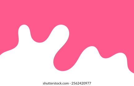 cartoon style melted flowing strawberry cream. melting liquid pink wavy background. pink colored abstract dripping pattern for packaging design.