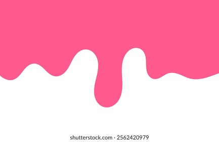 cartoon style melted flowing strawberry cream. melting liquid pink wavy background. pink colored abstract dripping pattern for packaging design.