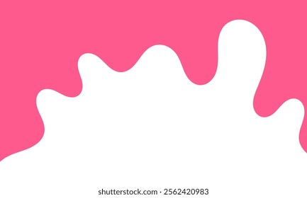 cartoon style melted flowing strawberry cream. melting liquid pink wavy background. pink colored abstract dripping pattern for packaging design.