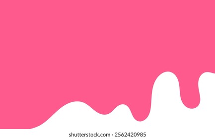 cartoon style melted flowing strawberry cream. melting liquid pink wavy background. pink colored abstract dripping pattern for packaging design.