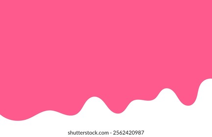 cartoon style melted flowing strawberry cream. melting liquid pink wavy background. pink colored abstract dripping pattern for packaging design.