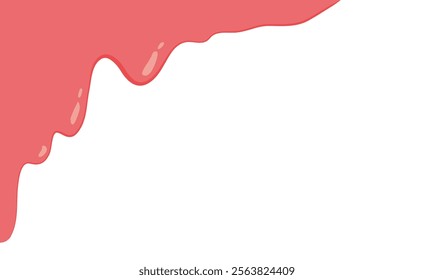 cartoon style melted flowing strawberry cream. pink colored abstract dripping pattern for packaging design.