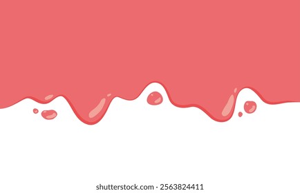 cartoon style melted flowing strawberry cream. pink colored abstract dripping pattern for packaging design.