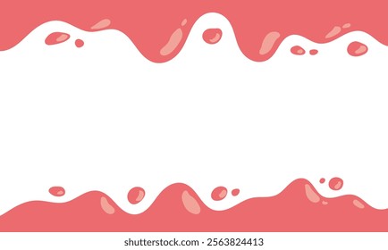 cartoon style melted flowing strawberry cream. pink colored abstract dripping pattern for packaging design.