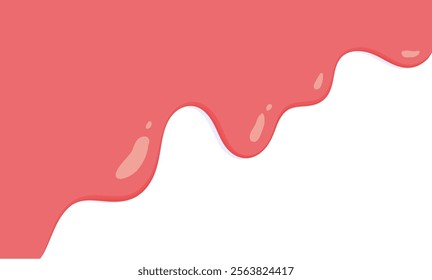 cartoon style melted flowing strawberry cream. pink colored abstract dripping pattern for packaging design.