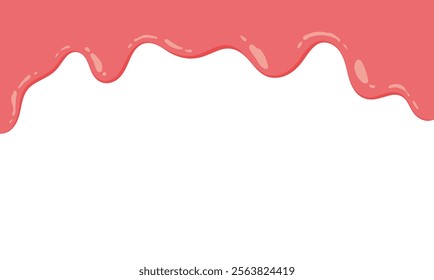 cartoon style melted flowing strawberry cream. pink colored abstract dripping pattern for packaging design.