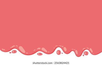 cartoon style melted flowing strawberry cream. pink colored abstract dripping pattern for packaging design.