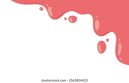 cartoon style melted flowing strawberry cream. pink colored abstract dripping pattern for packaging design.