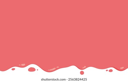 cartoon style melted flowing strawberry cream. pink colored abstract dripping pattern for packaging design.