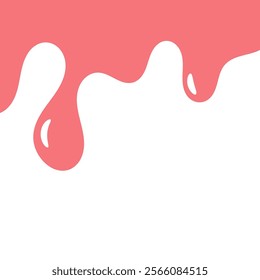 cartoon style melted flowing strawberry cream. pink colored abstract dripping pattern for packaging design.