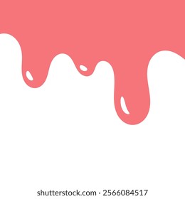 cartoon style melted flowing strawberry cream. pink colored abstract dripping pattern for packaging design.