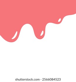 cartoon style melted flowing strawberry cream. pink colored abstract dripping pattern for packaging design.