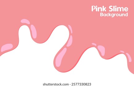 cartoon style melted flowing strawberry cream. pink colored abstract dripping pattern for banner or packaging design.