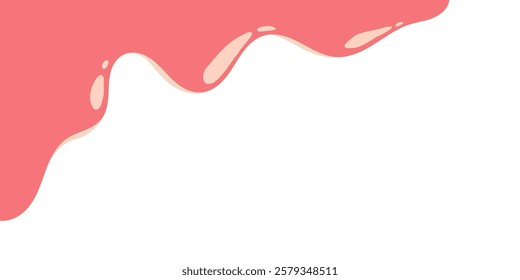 cartoon style melted flowing strawberry cream. pink colored abstract dripping pattern for packaging design.