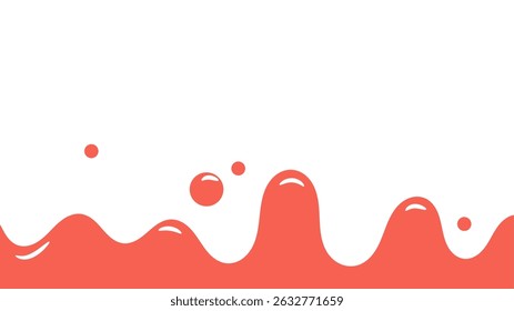 cartoon style melted flowing strawberry cream. pink colored abstract dripping pattern for packaging design.
