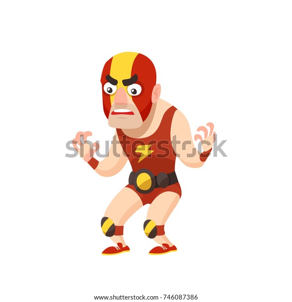 Cartoon Style Mexican Wrestler Characters\
Set. Vector\
Illustration