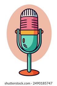 Cartoon style microphone. Vector illustration